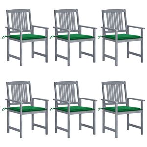 vidaXL Chaises de jardin et coussins lot de 6 Bois acacia massif Gris