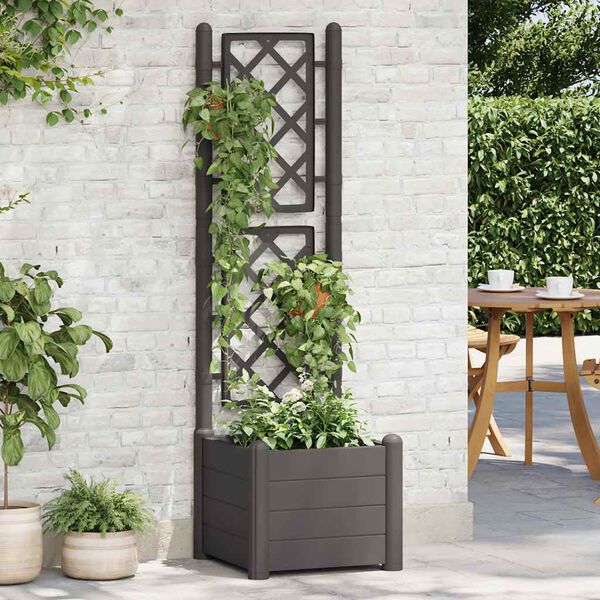 vidaXL Jardinière avec treillis 43x43x142 cm PP Anthracite