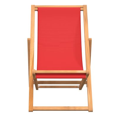 vidaXL Chaise de plage pliable Bois de teck solide rouge