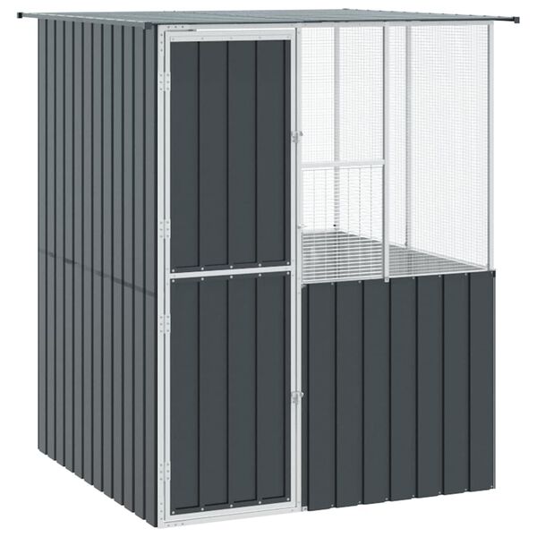 vidaXL Cage pour oiseaux Anthracite 154 x 154 x 200 cm Acier galvanisé