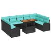 vidaXL Ensemble de canap&eacute; de jardin 10 pcs Noir Poly rotin