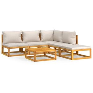 vidaXL Salon de jardin 6 pcs avec coussins gris clair bois massif