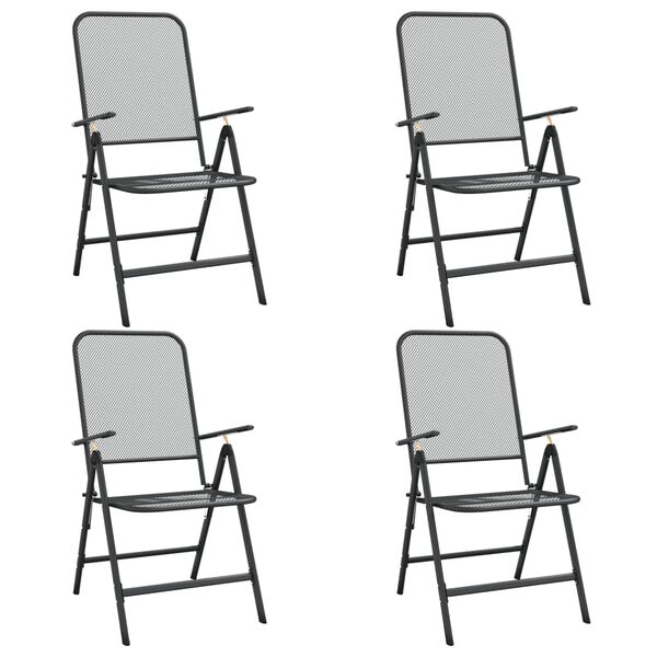 vidaXL Chaises pliables jardin lot de 4 Maille m&eacute;tallique Anthracite