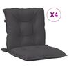 vidaXL Coussins de chaise &agrave; dossier bas lot de 4 anthracite m&eacute;lang&eacute;