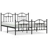 vidaXL Cadre de lit métal sans matelas avec pied de lit noir 183x213cm