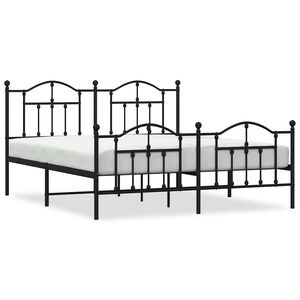 vidaXL Cadre de lit métal sans matelas avec pied de lit noir 183x213cm