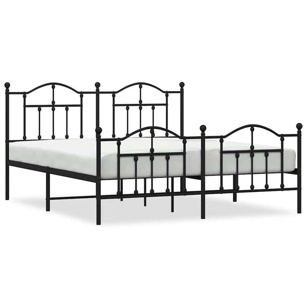vidaXL Cadre de lit métal sans matelas avec pied de lit noir 183x213cm