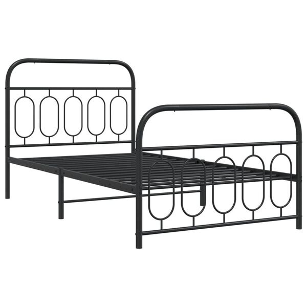 vidaXL Cadre de lit m&eacute;tal sans matelas et pied de lit noir 100x200 cm