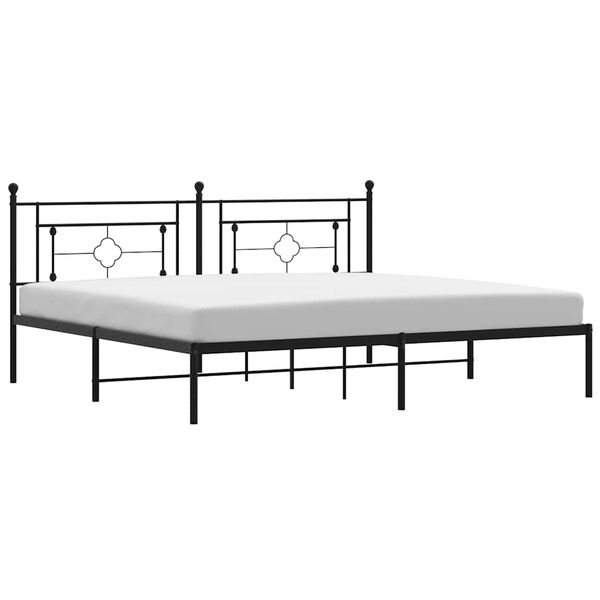 vidaXL Cadre de lit m&eacute;tal sans matelas avec t&ecirc;te de lit noir 193x203cm
