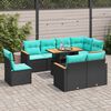 vidaXL Salon de jardin 9 pcs avec coussins noir r&eacute;sine tress&eacute;e
