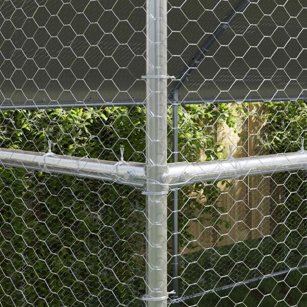 vidaXL Cage &agrave; poules 3 pcs Argent&eacute; 600 x 200 x 200 cm Acier et PE