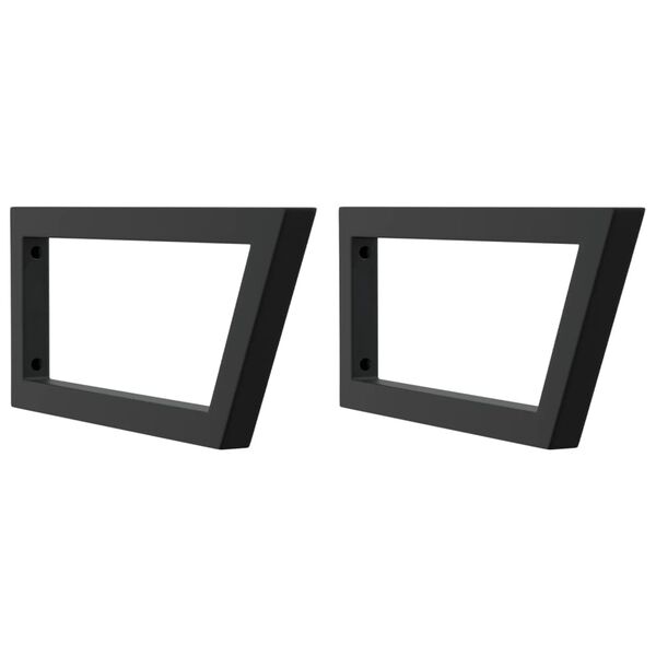 vidaXL Supports d'étagères pour lavabo 2 pcs noir trapèze acier