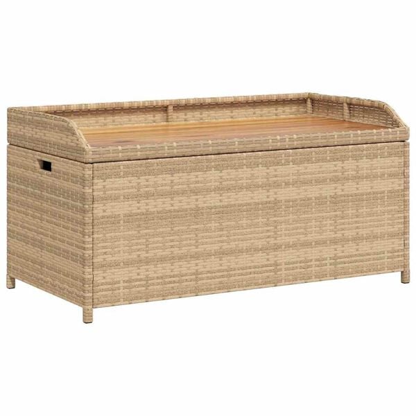 vidaXL Banc de rangement m&eacute;lange beige r&eacute;sine tress&eacute;e et bois d'acacia