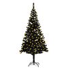 vidaXL Sapin de No&euml;l artificiel pr&eacute;-&eacute;clair&eacute; et support noir 180 cm PVC
