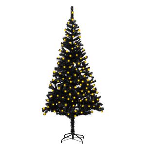 vidaXL Sapin de No&euml;l artificiel pr&eacute;-&eacute;clair&eacute; et support noir 180 cm PVC