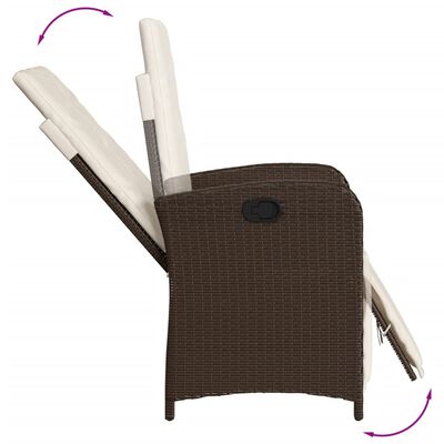 vidaXL Chaise inclinable de jardin repose-pied marron résine tressée