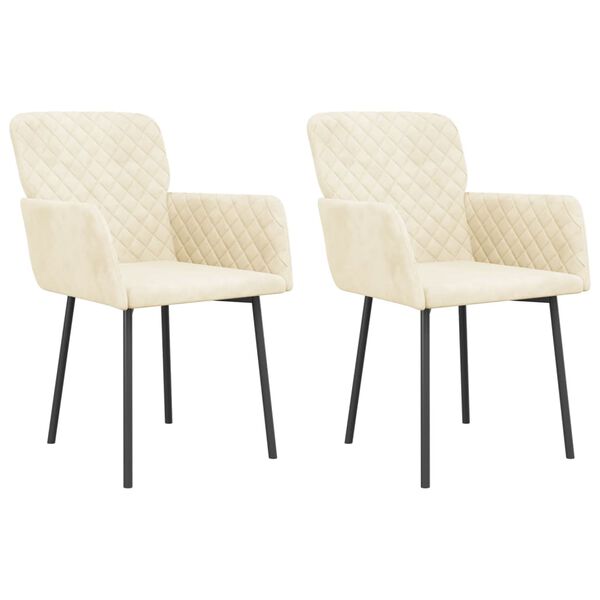 vidaXL Chaises &agrave; manger lot de 2 Cr&egrave;me Velours