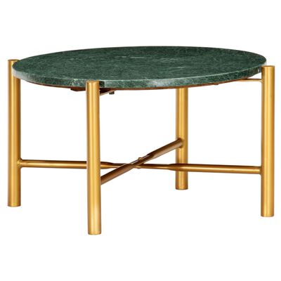 vidaXL Table basse Vert 60x60x35 cm Pierre véritable et texture marbre