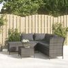 vidaXL Salon de jardin 4 pcs avec coussins Gris R&eacute;sine tress&eacute;e