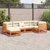 vidaXL Salon de jardin 6 pcs avec coussins cire marron bois pin massif