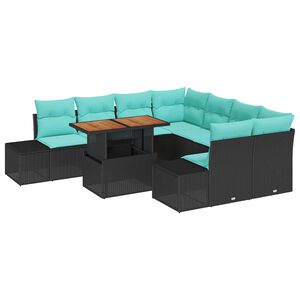 vidaXL Ensemble de salle &agrave; manger pour jardin 9 pcs Noir et Sarcelle
