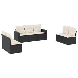 vidaXL Salon de jardin 7 pcs avec coussins noir r&eacute;sine tress&eacute;e