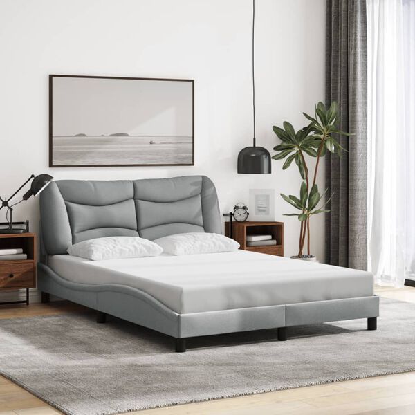 vidaXL Cadre de lit avec LED sans matelas Hvar gris clair 137x190 cm tissu