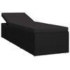 vidaXL Chaise longue avec coussin et table &agrave; th&eacute; R&eacute;sine tress&eacute;e Noir