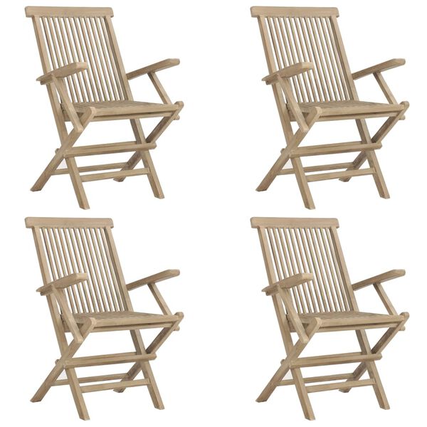 vidaXL Salon de jardin 5 pcs gris bois de teck massif