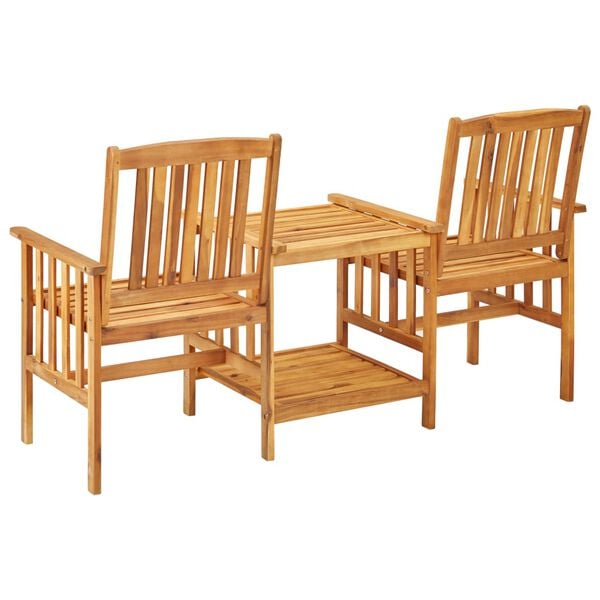 vidaXL Chaises de jardin avec table &agrave; th&eacute; et coussins Acacia solide