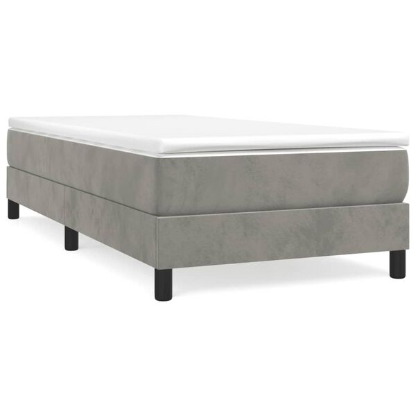 vidaXL Sommier à ressorts de lit gris clair 100x203 cm velours
