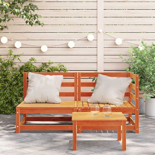 vidaXL Canap&eacute; de jardin 2 places cire marron bois pin massif