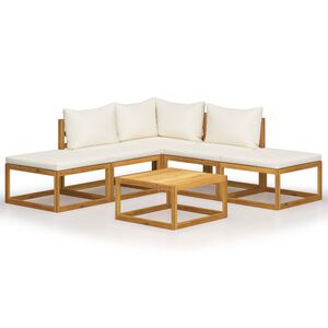vidaXL Salon de jardin 6 pcs avec coussins Bois d'acacia solide