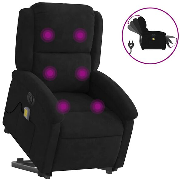 vidaXL Fauteuil inclinable de massage électrique noir velours