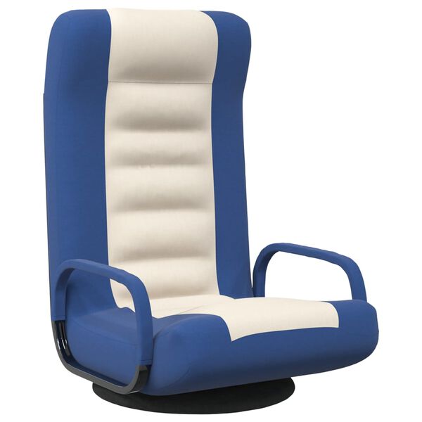 vidaXL Chaise pivotante de sol Bleu et crème Tissu