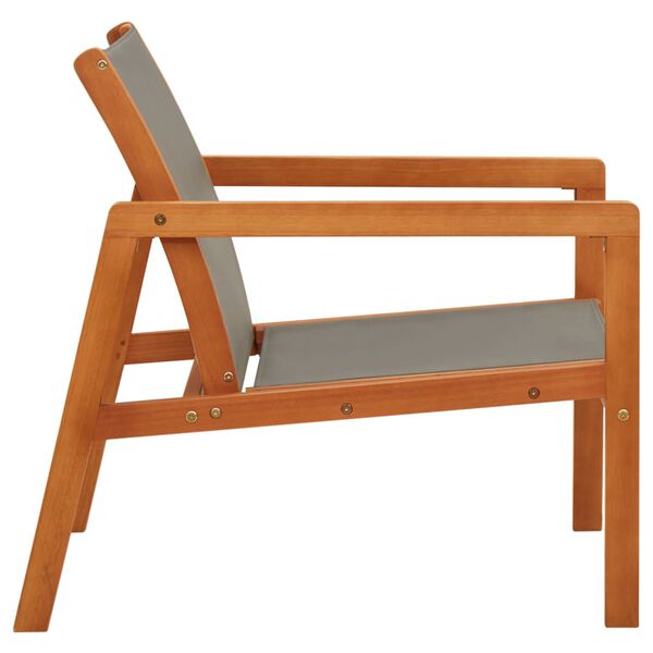 vidaXL Chaise de jardin Gris Bois d'eucalyptus solide et textilène
