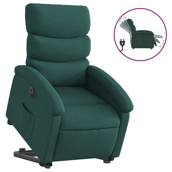 vidaXL Fauteuil inclinable &eacute;lectrique vert fonc&eacute; tissu