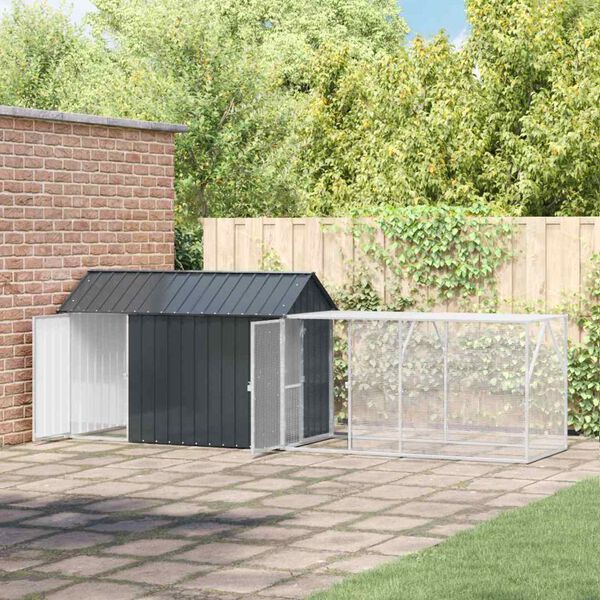 vidaXL Cage pour oiseaux avec stockage Anthracite 416,5 x 103 x 142 cm