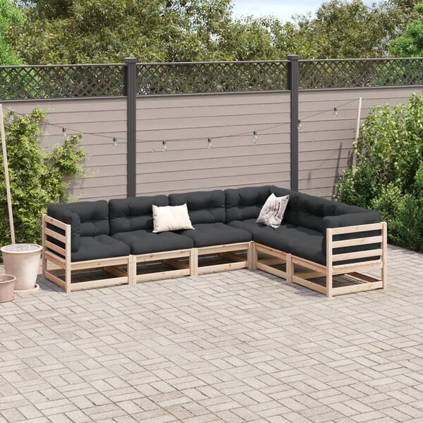 vidaXL Salon de jardin 6 pcs avec coussins bois de pin massif