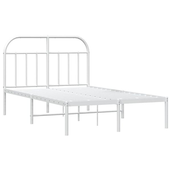 vidaXL Cadre de lit m&eacute;tal sans matelas et t&ecirc;te de lit blanc 135x190 cm
