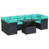 vidaXL Salon de jardin avec coussins 8 pcs noir r&eacute;sine tress&eacute;e acacia