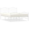 vidaXL Cadre de lit m&eacute;tal sans matelas et pied de lit blanc 135x190 cm