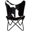 vidaXL Chaise papillon noir et blanc cuir de vache