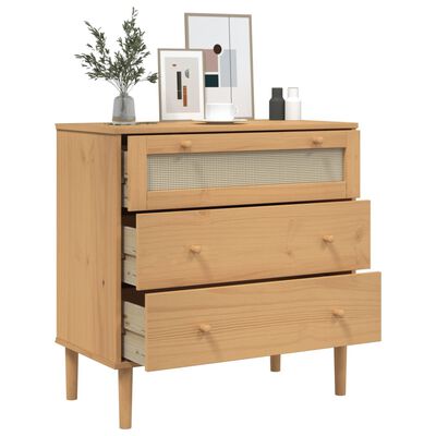 vidaXL Commode SENJA aspect de rotin marron bois de pin solide