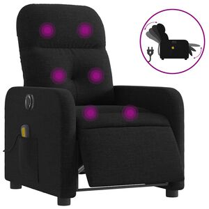 vidaXL Fauteuil inclinable de massage &eacute;lectrique noir tissu