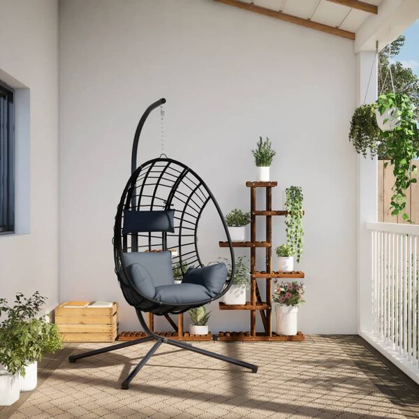 vidaXL Chaise suspendue &oelig;uf support anthracite rotin et acier