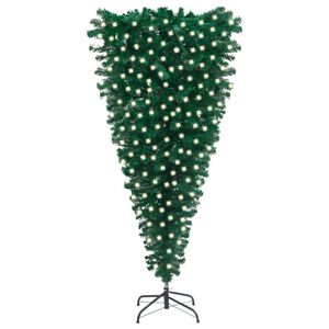 vidaXL Arbre de No&euml;l artificiel renvers&eacute; pr&eacute;-&eacute;clair&eacute; vert 210 cm
