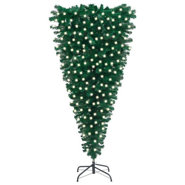 vidaXL Arbre de No&euml;l artificiel renvers&eacute; pr&eacute;-&eacute;clair&eacute; vert 210 cm