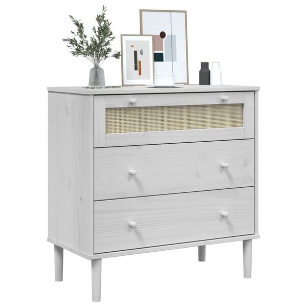vidaXL Commode SENJA aspect de rotin blanc bois de pin solide