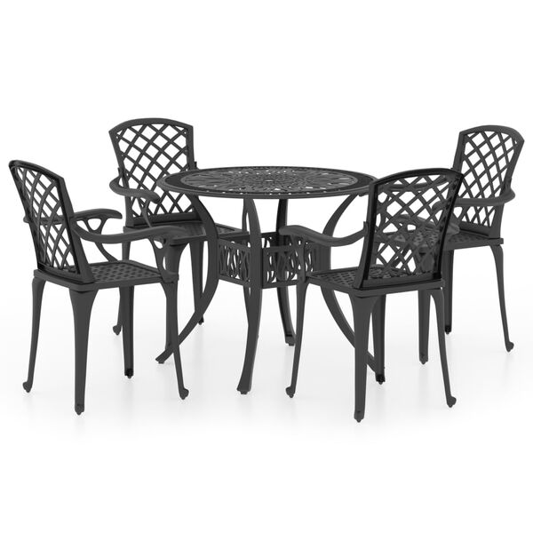 vidaXL Ensemble de bistro 5 pcs Aluminium coul&eacute; Noir